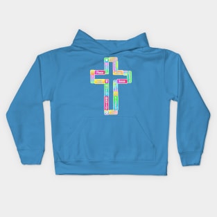 Decorative Cross with Christian Words Kids Hoodie